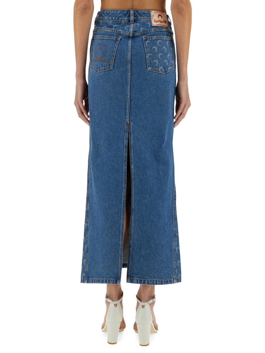 MARINE SERRE Moon Laser Slim Fit Long Skirt - Size 36 FR