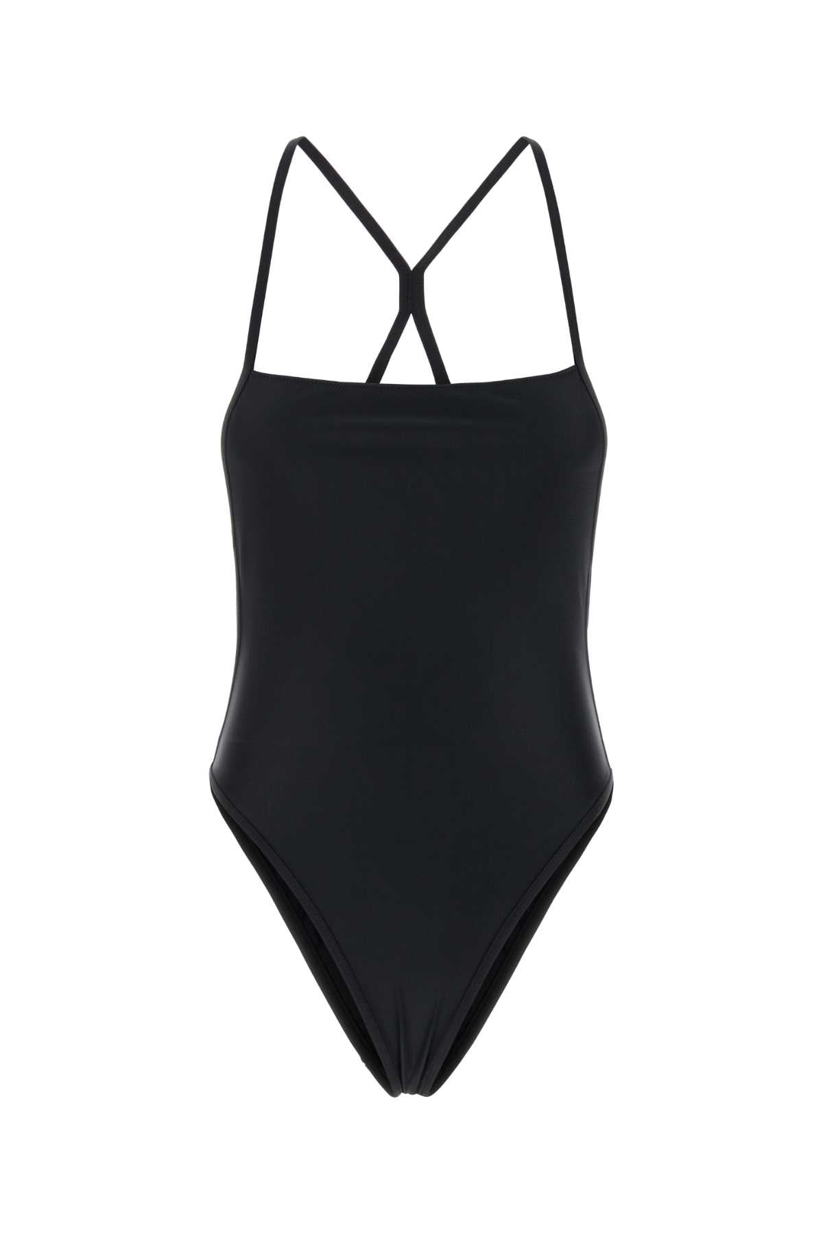 MARINE SERRE Black Stretch Nylon One-Piece Swimsuit