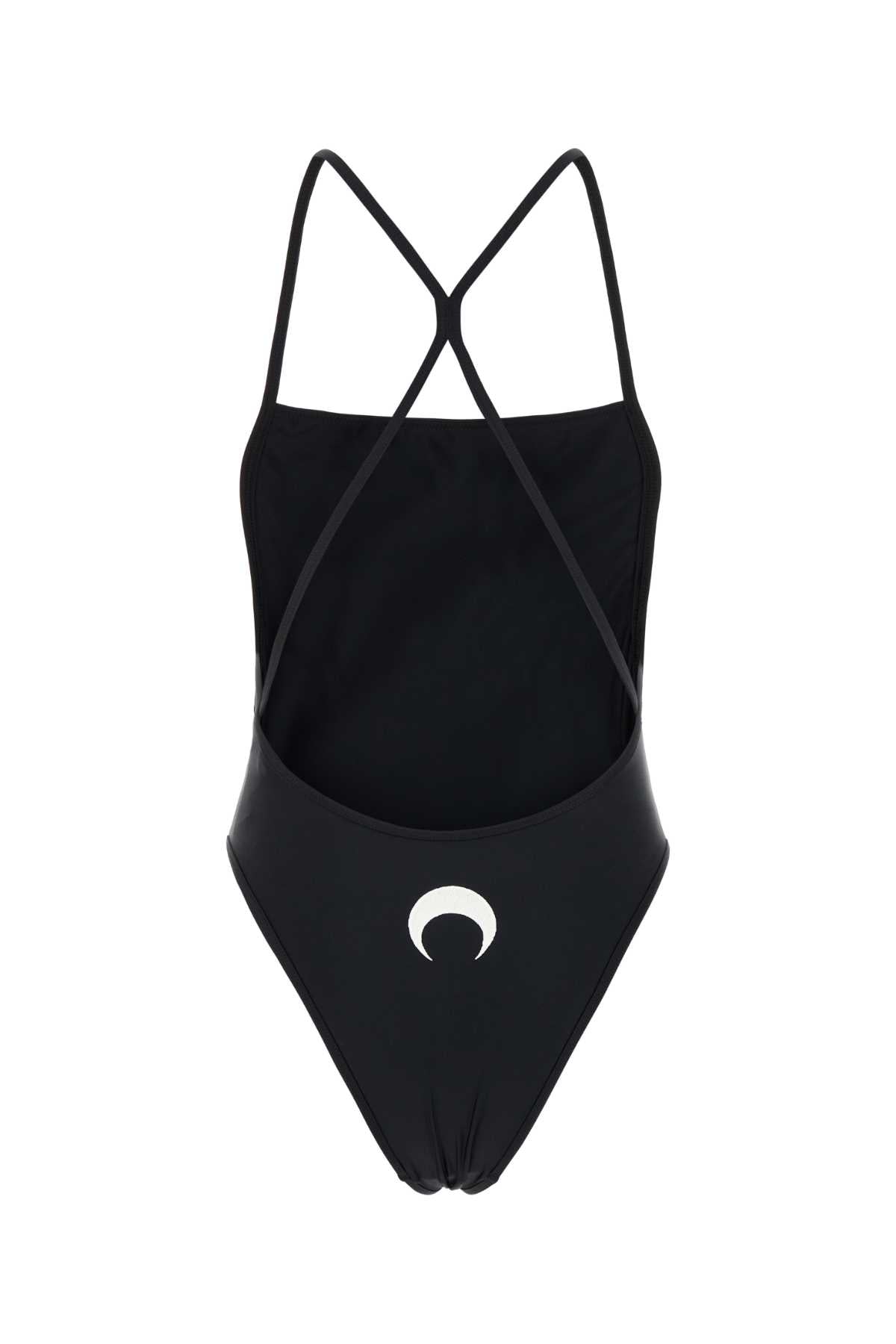 MARINE SERRE Black Stretch Nylon One-Piece Swimsuit