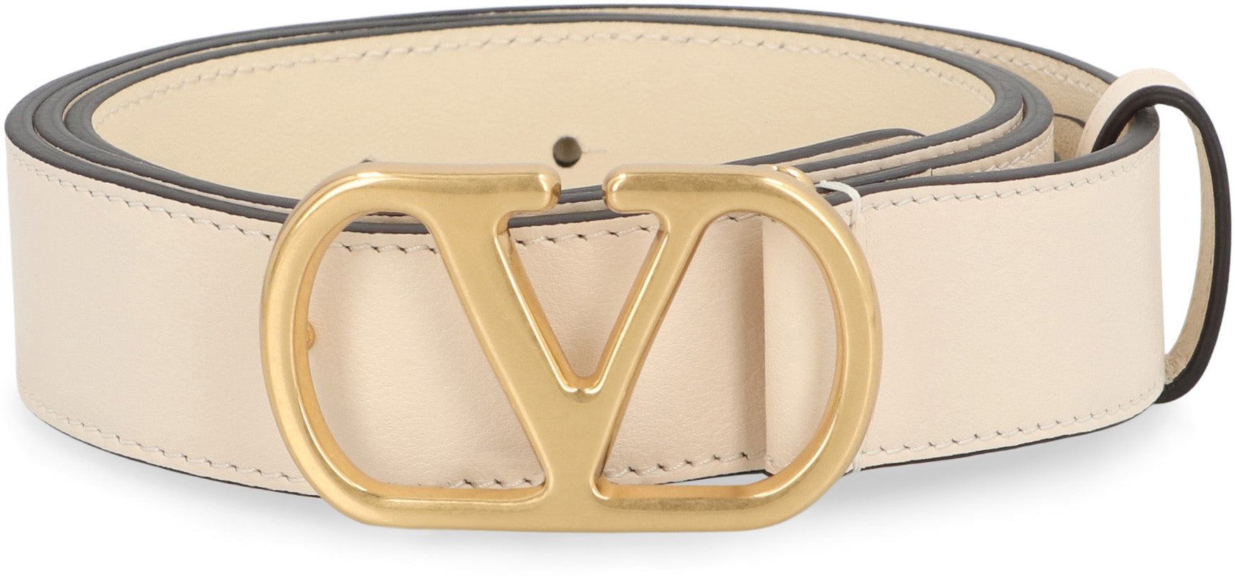 VALENTINO GARAVANI Signature Leather Belt with Gold-Tone Buckle - 3 cm Height