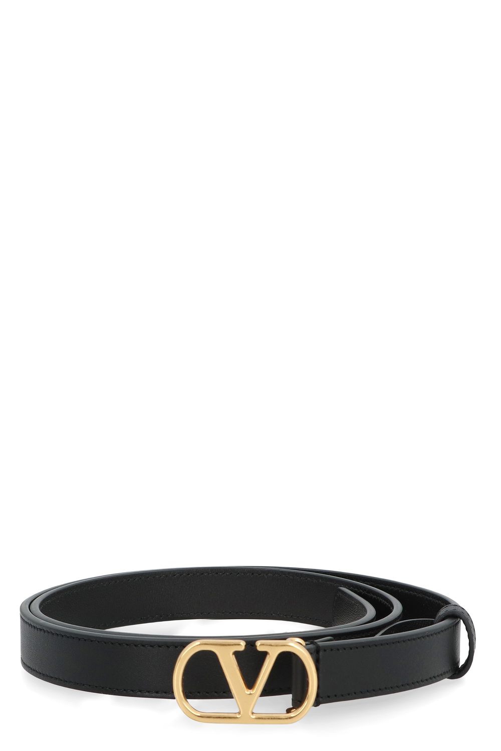 VALENTINO GARAVANI Signature Leather Belt with Gold-Tone Buckle - 2cm Width
