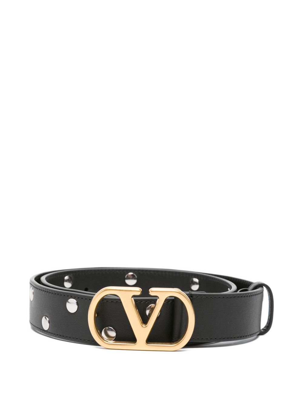 VALENTINO GARAVANI Vlogo Leather Belt with Signature Stud Embellishment - Adjustable Fit