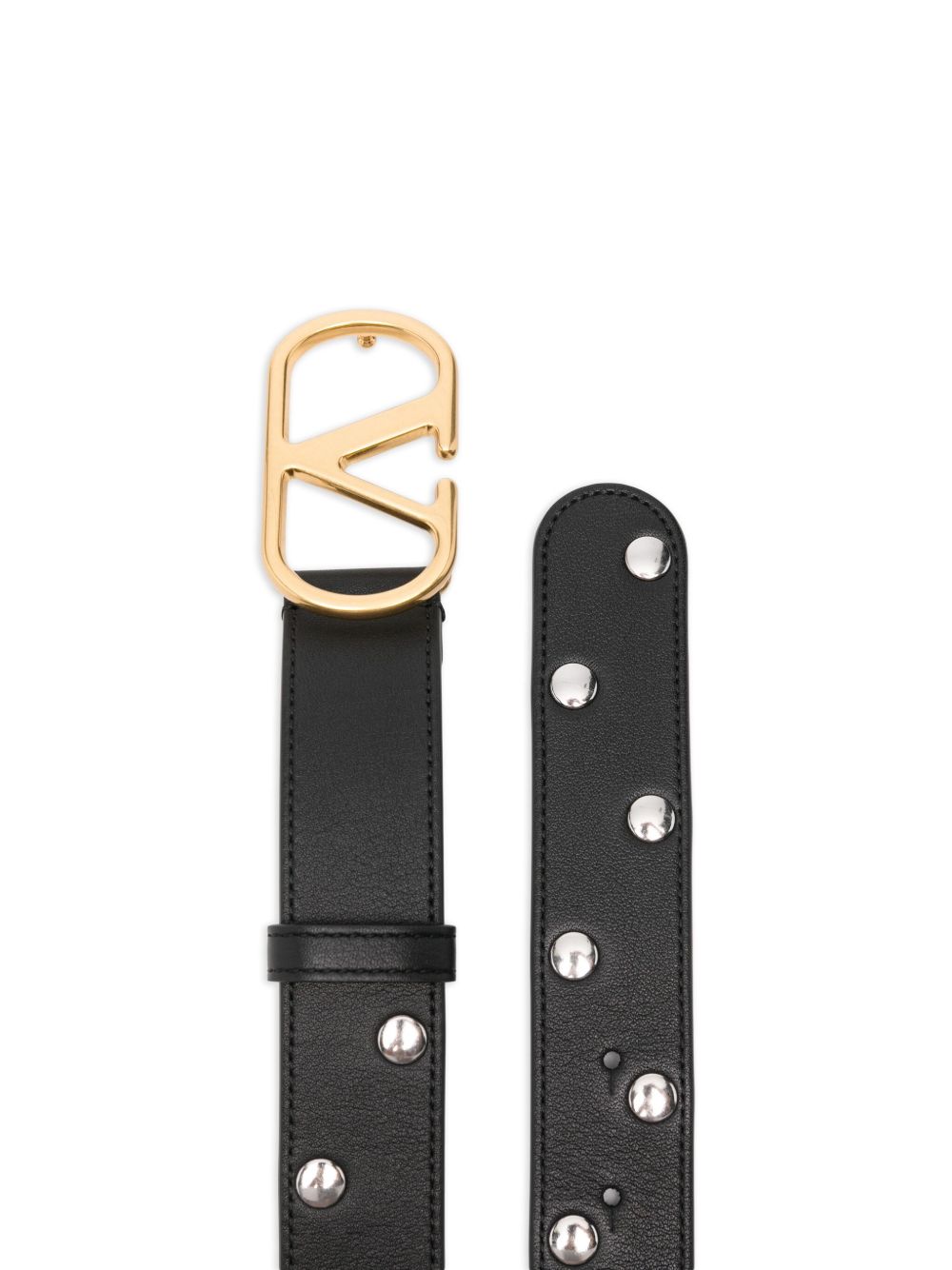 VALENTINO GARAVANI Vlogo Leather Belt with Signature Stud Embellishment - Adjustable Fit