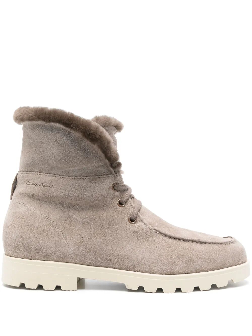 SANTONI Fur-Trim Suede Desert Boots for Women - FW25