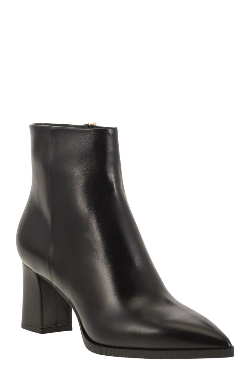 SANTONI Medium Heel Leather Ankle Boot
