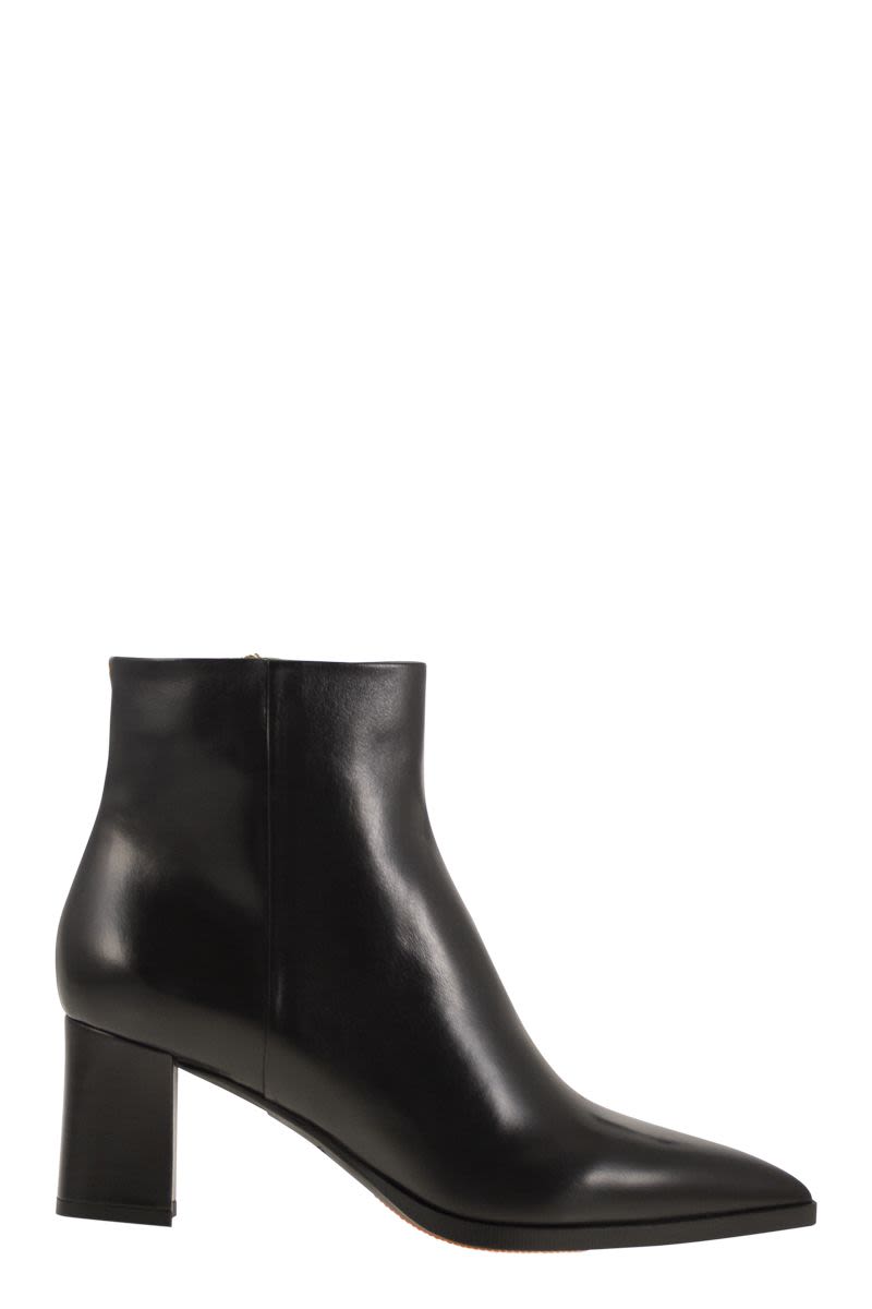 SANTONI Medium Heel Leather Ankle Boot