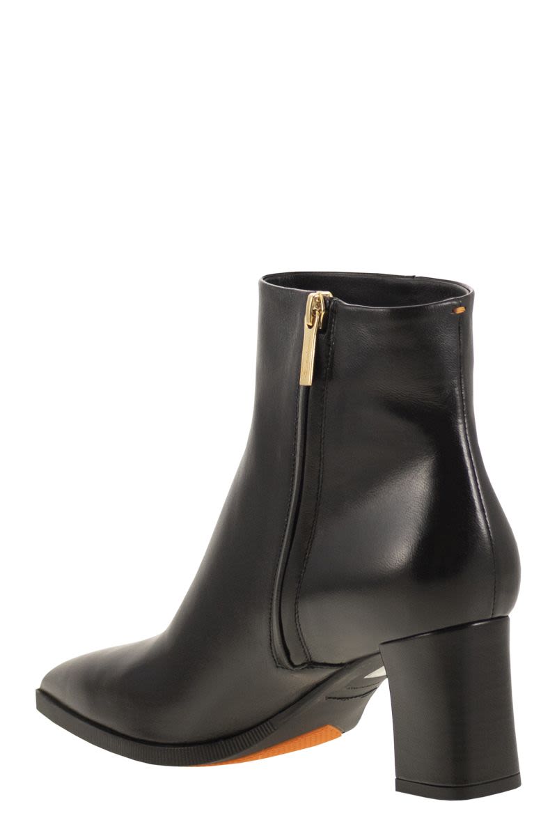 SANTONI Medium Heel Leather Ankle Boot