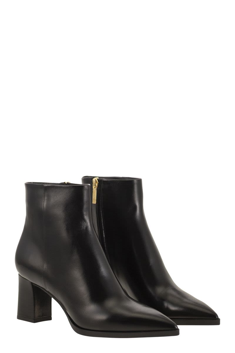 SANTONI Medium Heel Leather Ankle Boot