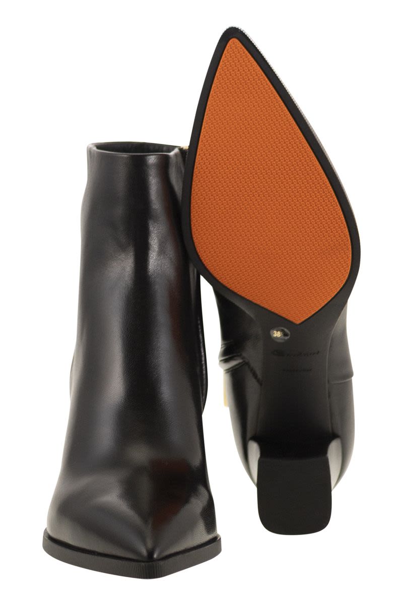 SANTONI Medium Heel Leather Ankle Boot
