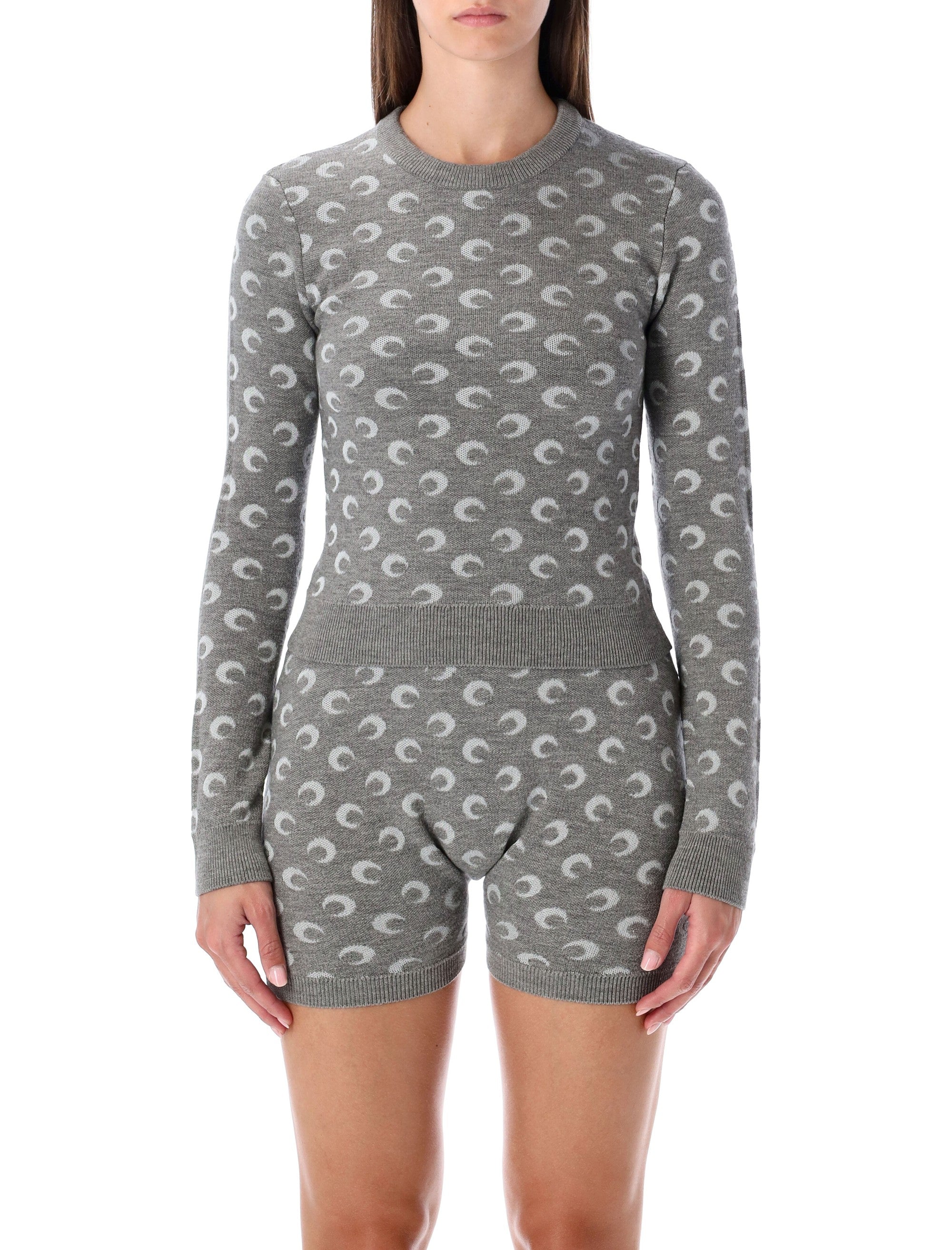 MARINE SERRE Wool Blend Crescent Moon Pattern Sweater