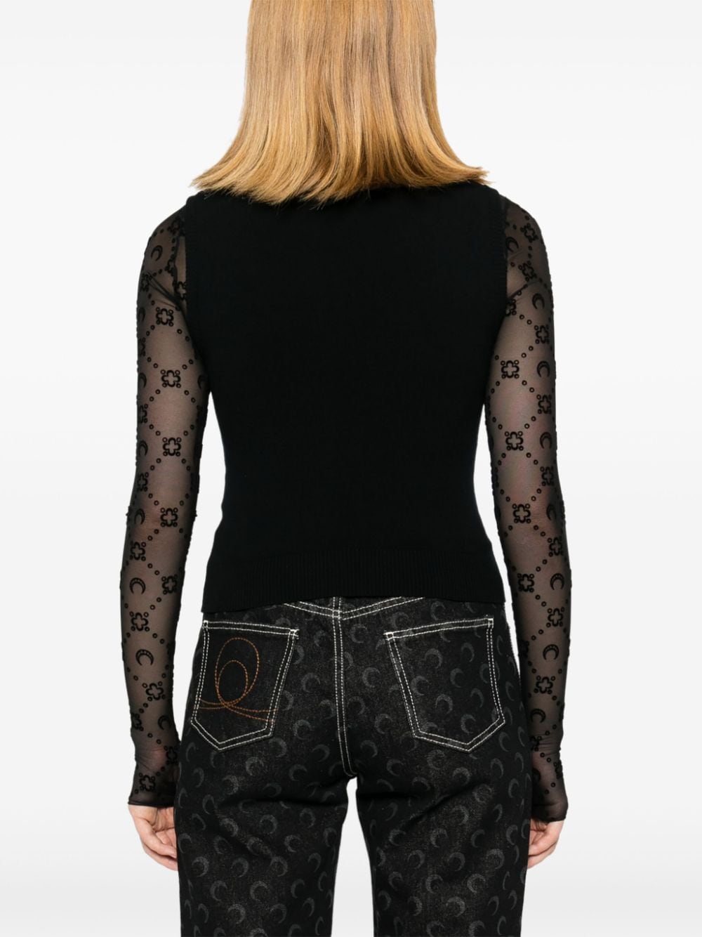 MARINE SERRE Crescent Moon Sleeveless Knit Vest