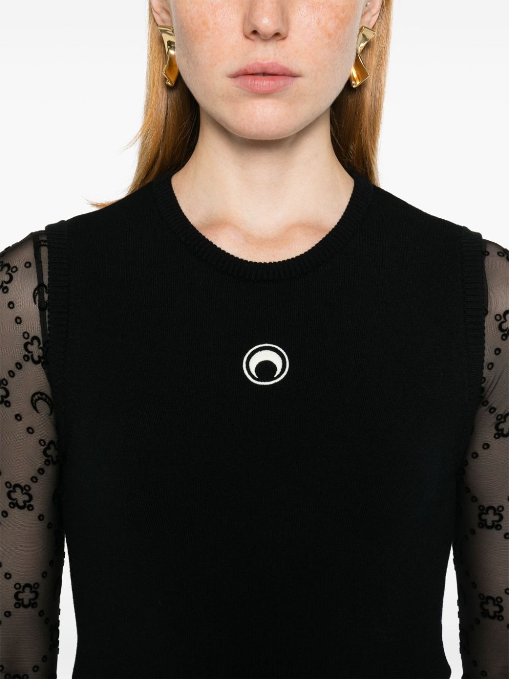 MARINE SERRE Crescent Moon Sleeveless Knit Vest