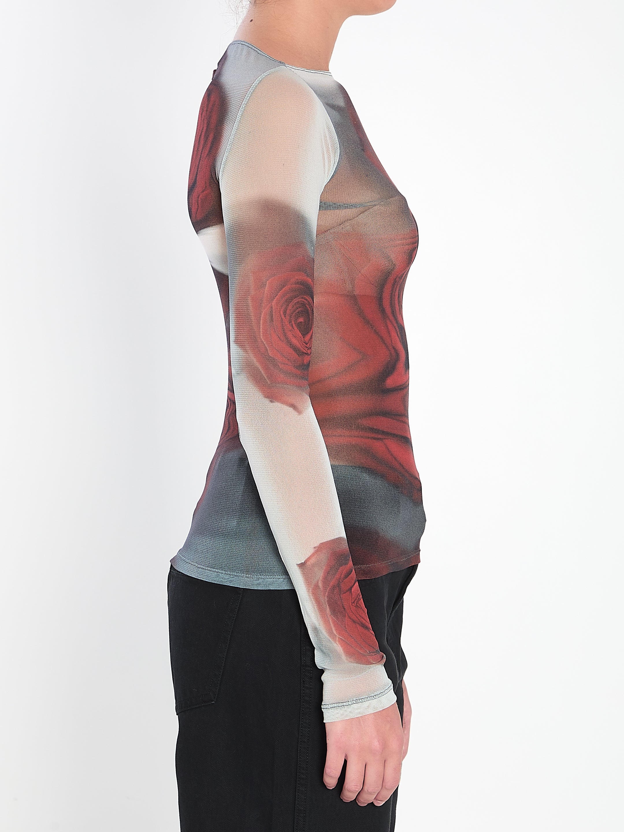JEAN PAUL GAULTIER Blurry Roses Long Sleeve Top - Tight Fit