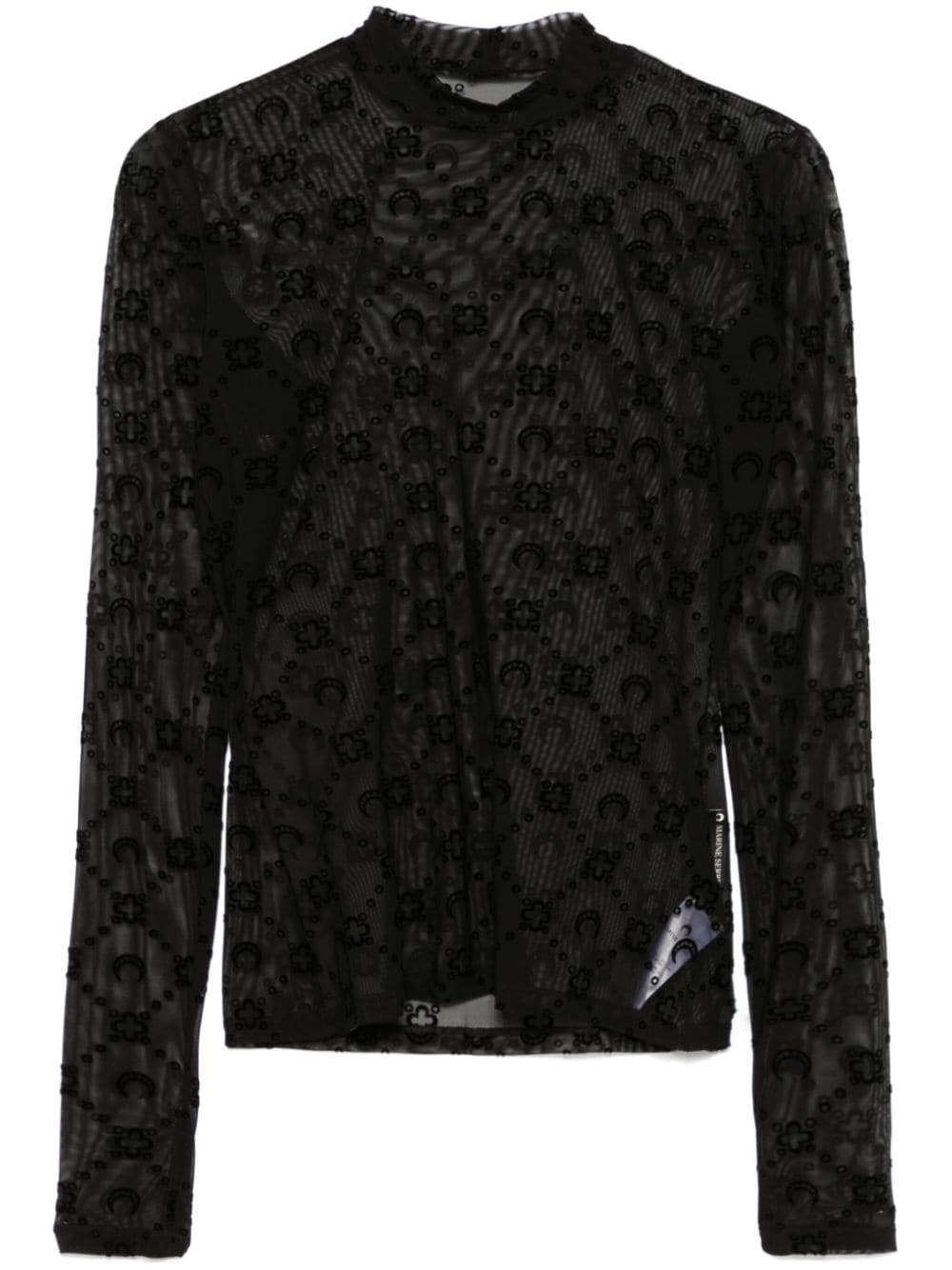 MARINE SERRE High-Neck Long Sleeve Mesh Top