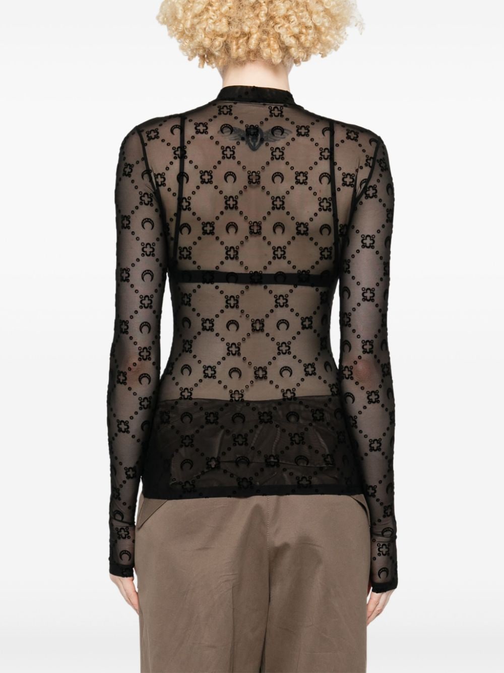 MARINE SERRE High-Neck Long Sleeve Mesh Top