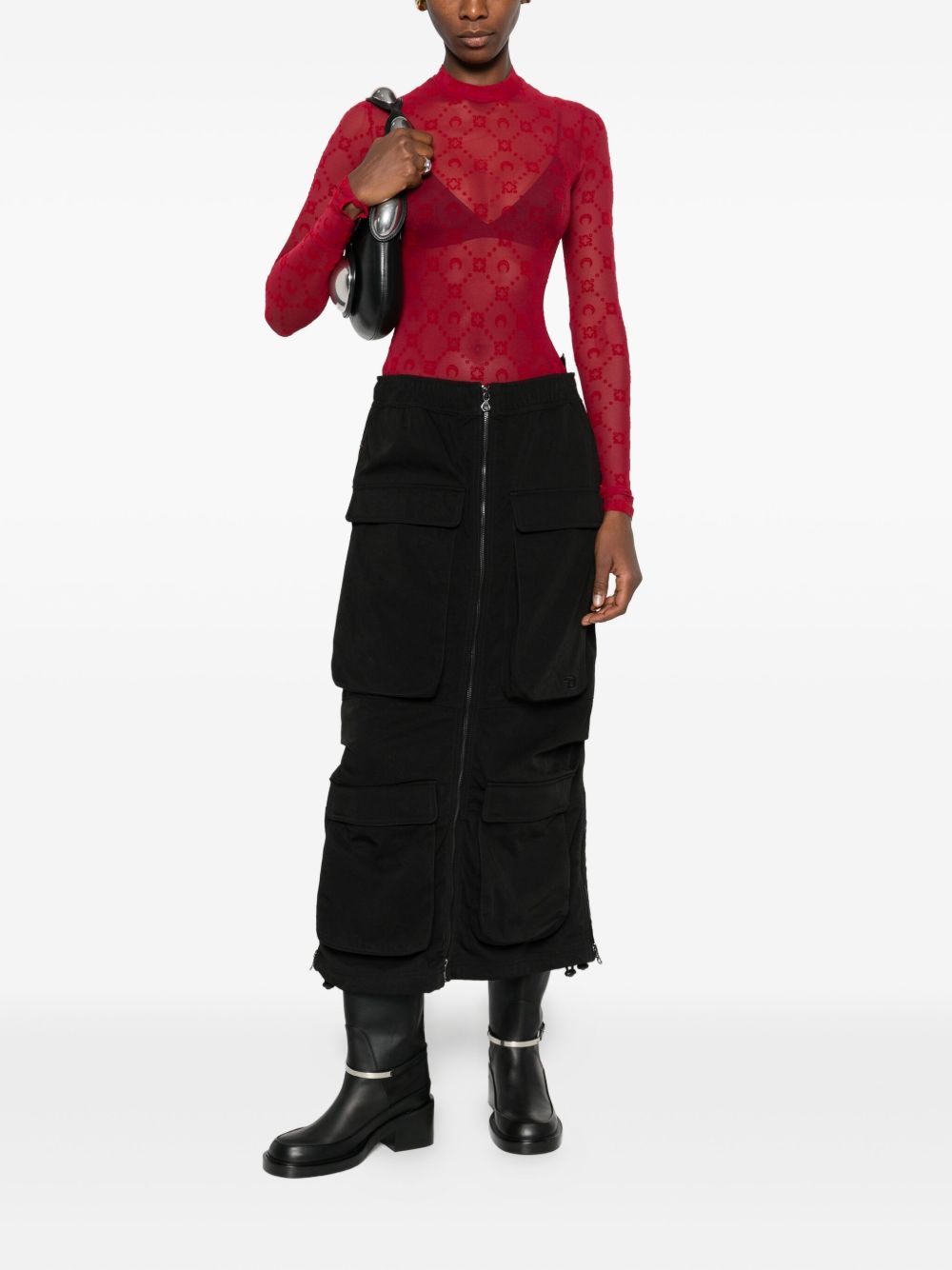 MARINE SERRE Monogram High-Neck Top