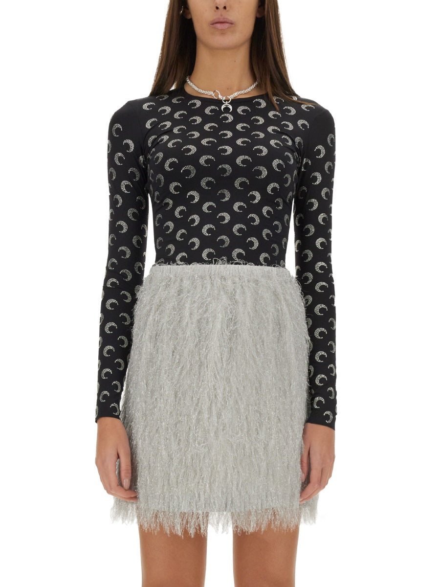 MARINE SERRE Crescent Moon Strass Crewneck Top