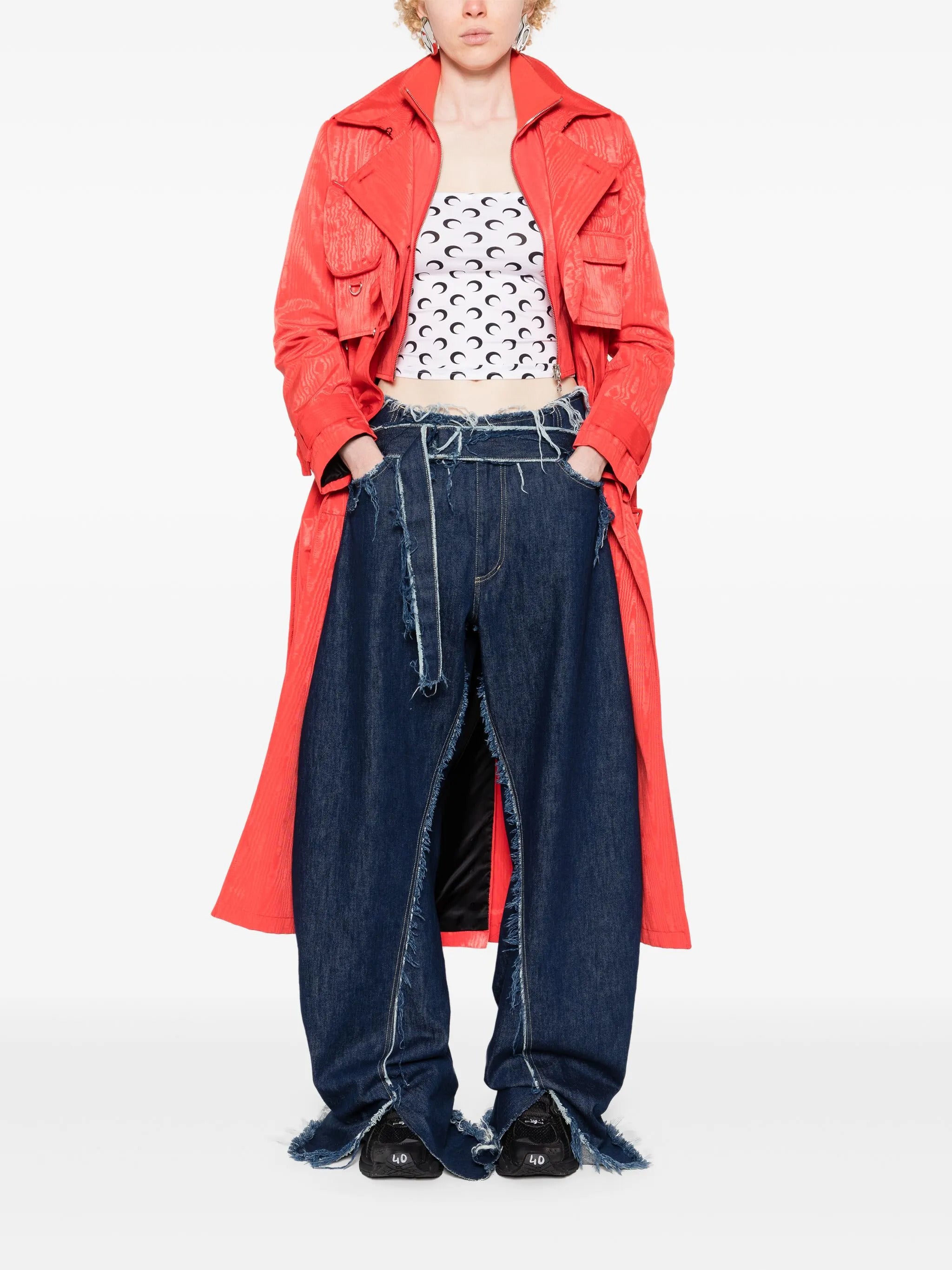 MARINE SERRE Moon Printed Second Skin Tube Top (Size S)