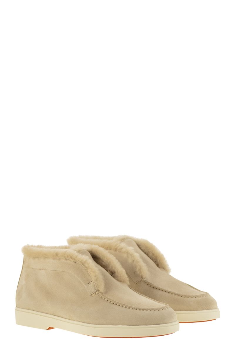 SANTONI Luxurious Suede and Fur Women's Desert Boot