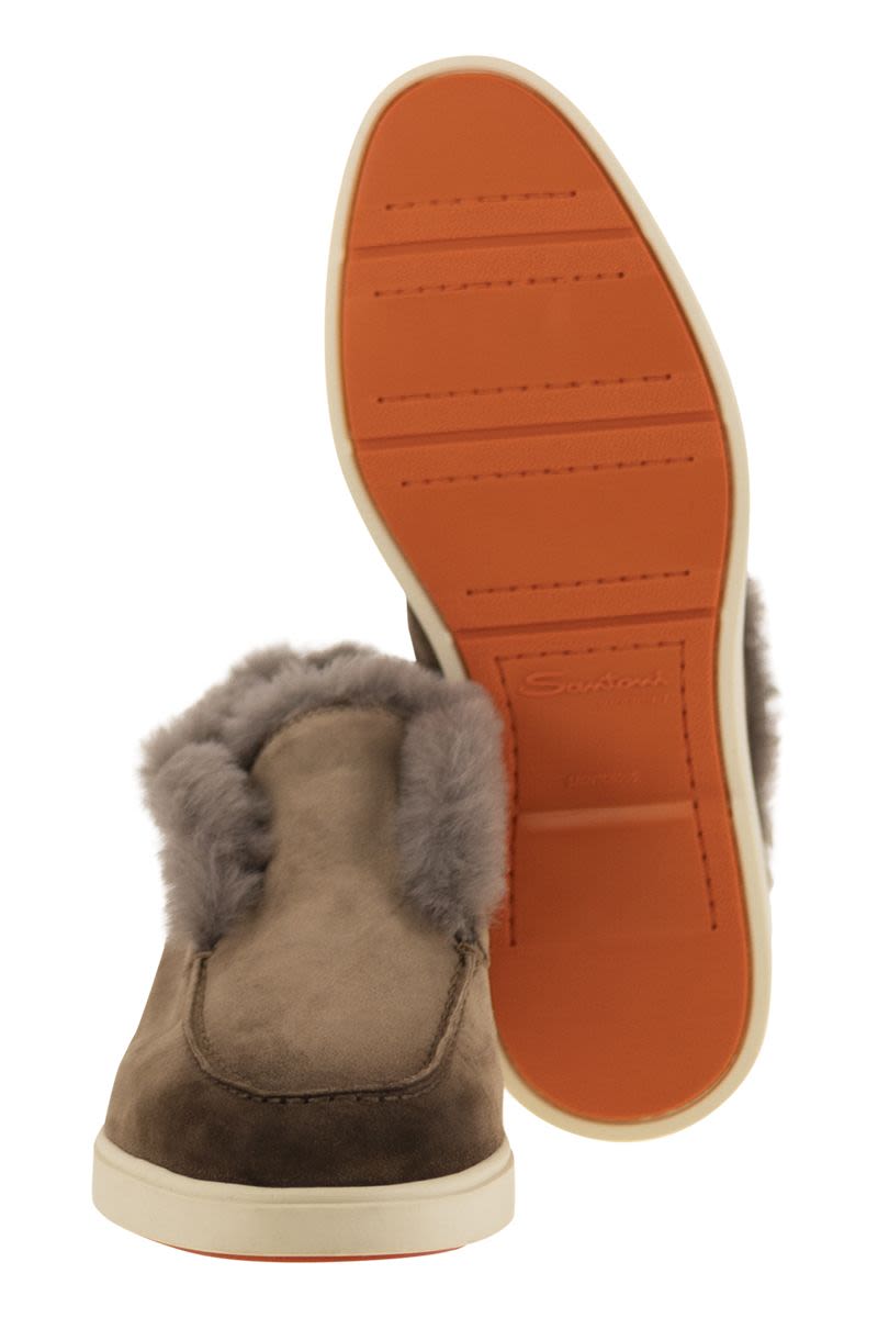SANTONI Luxury Suede and Fur Desert Boot for Women