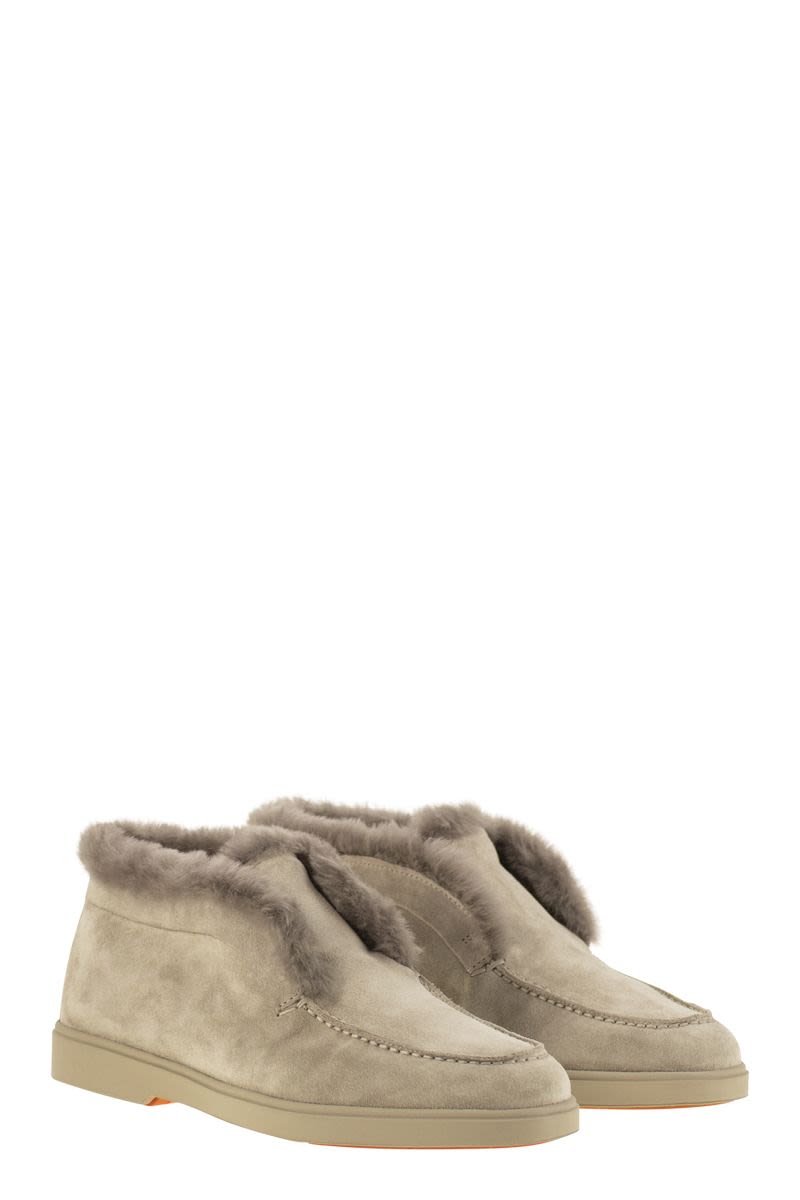 SANTONI Elegant Desert Boot with Suede Fur Lining - Size M45