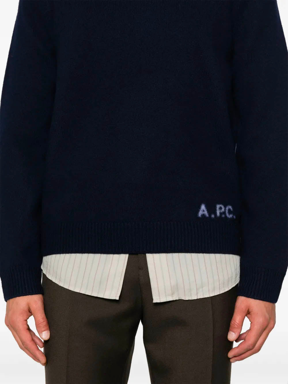 A.P.C. Men's Crewneck Jumper with Logo - Size M