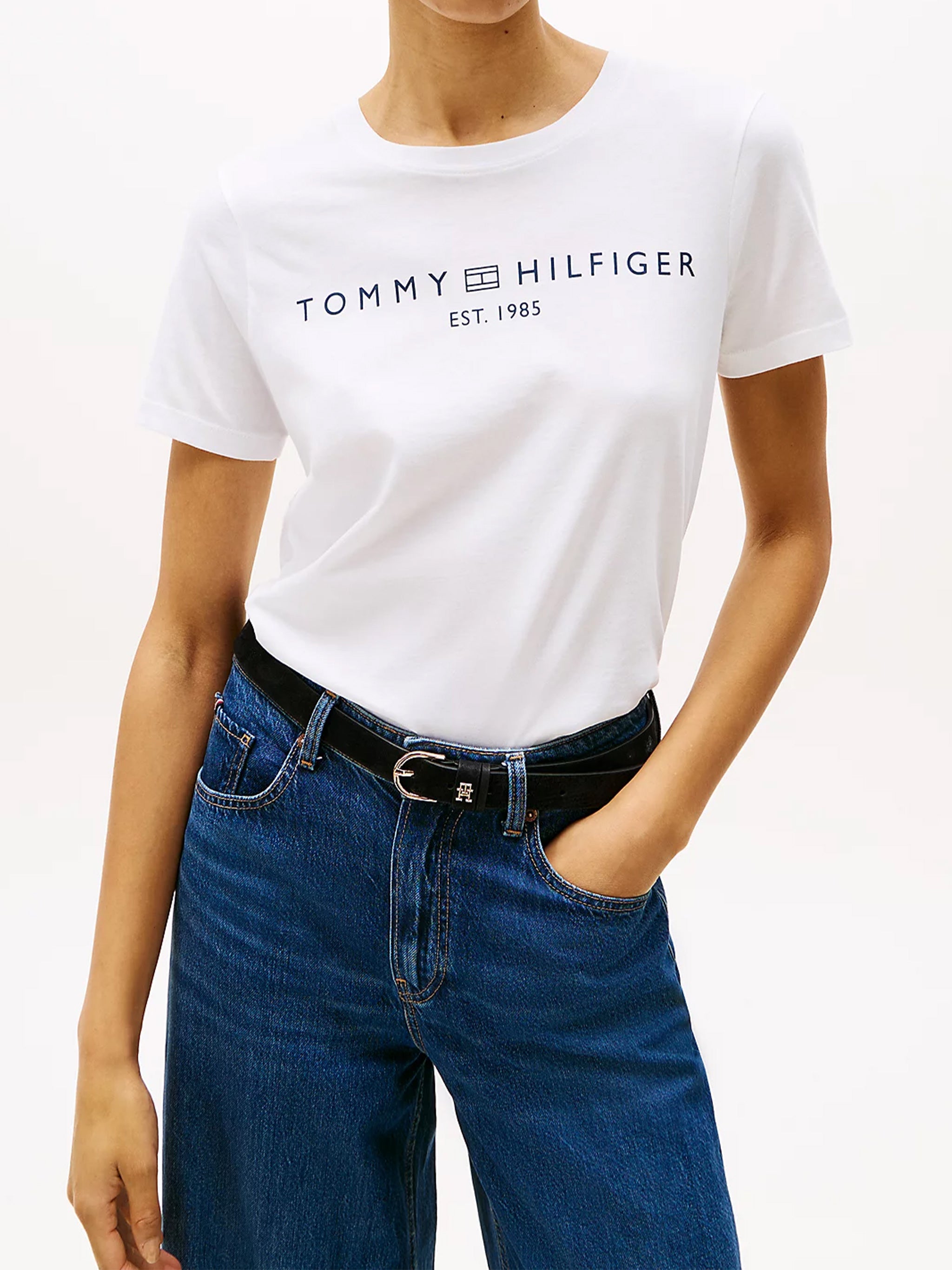 TOMMY HILFIGER Cotton Stretch T-Shirt for Women - FW25 Collection
