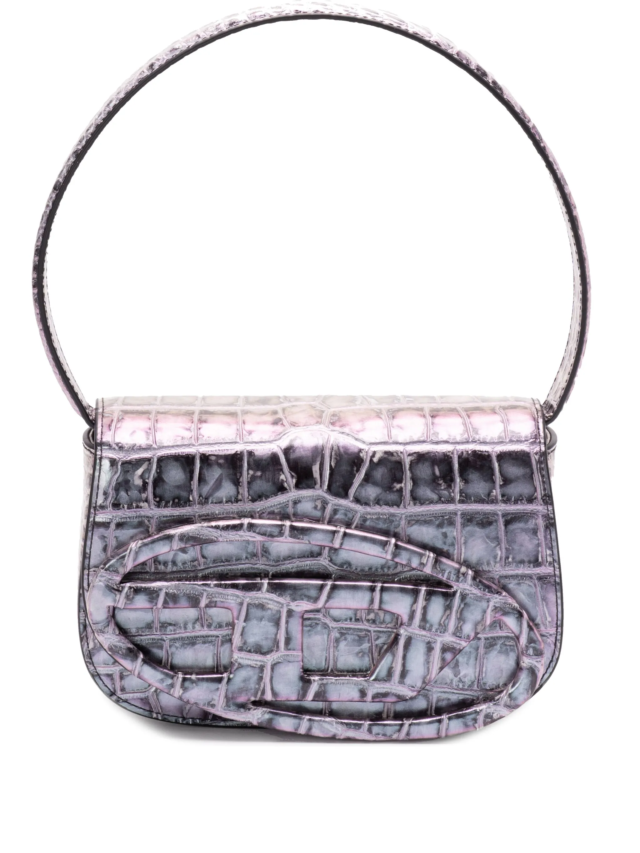 DIESEL Mini Croco-Effect Iridescent Handbag with Adjustable Strap