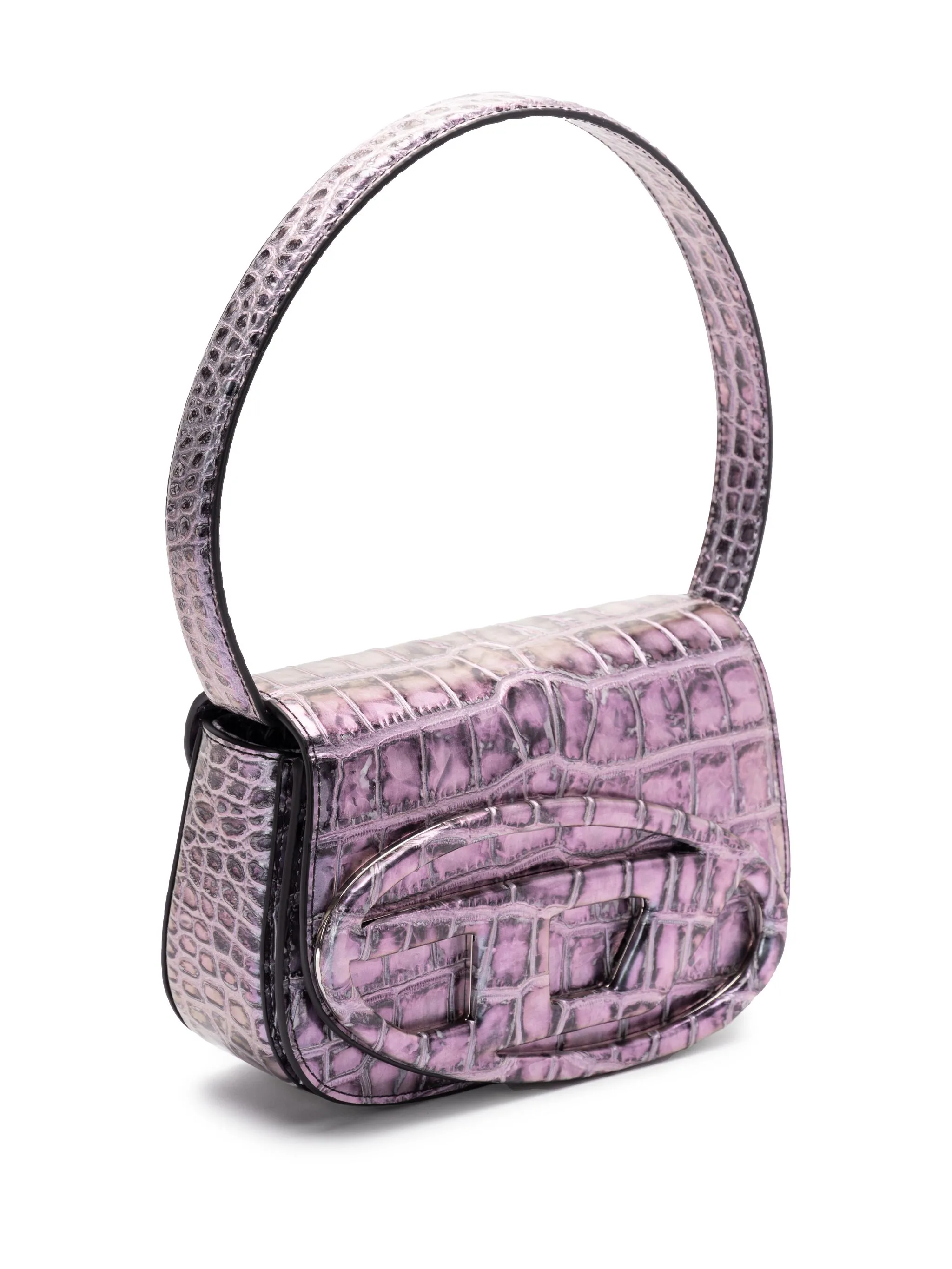 DIESEL Mini Croco-Effect Iridescent Handbag with Adjustable Strap