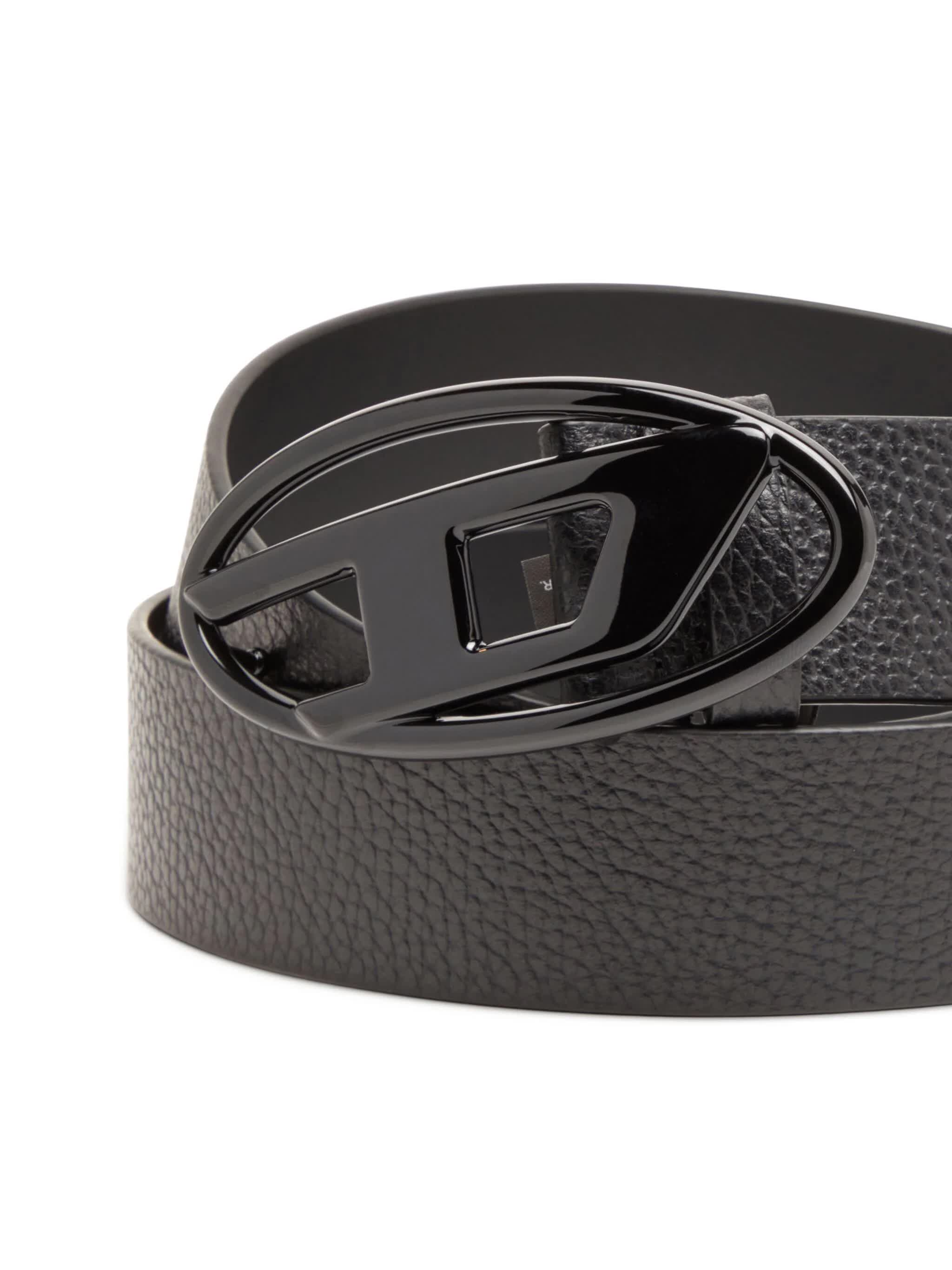 DIESEL Men's Matte Oval D Logo Buckle Belt - 4 cm Width