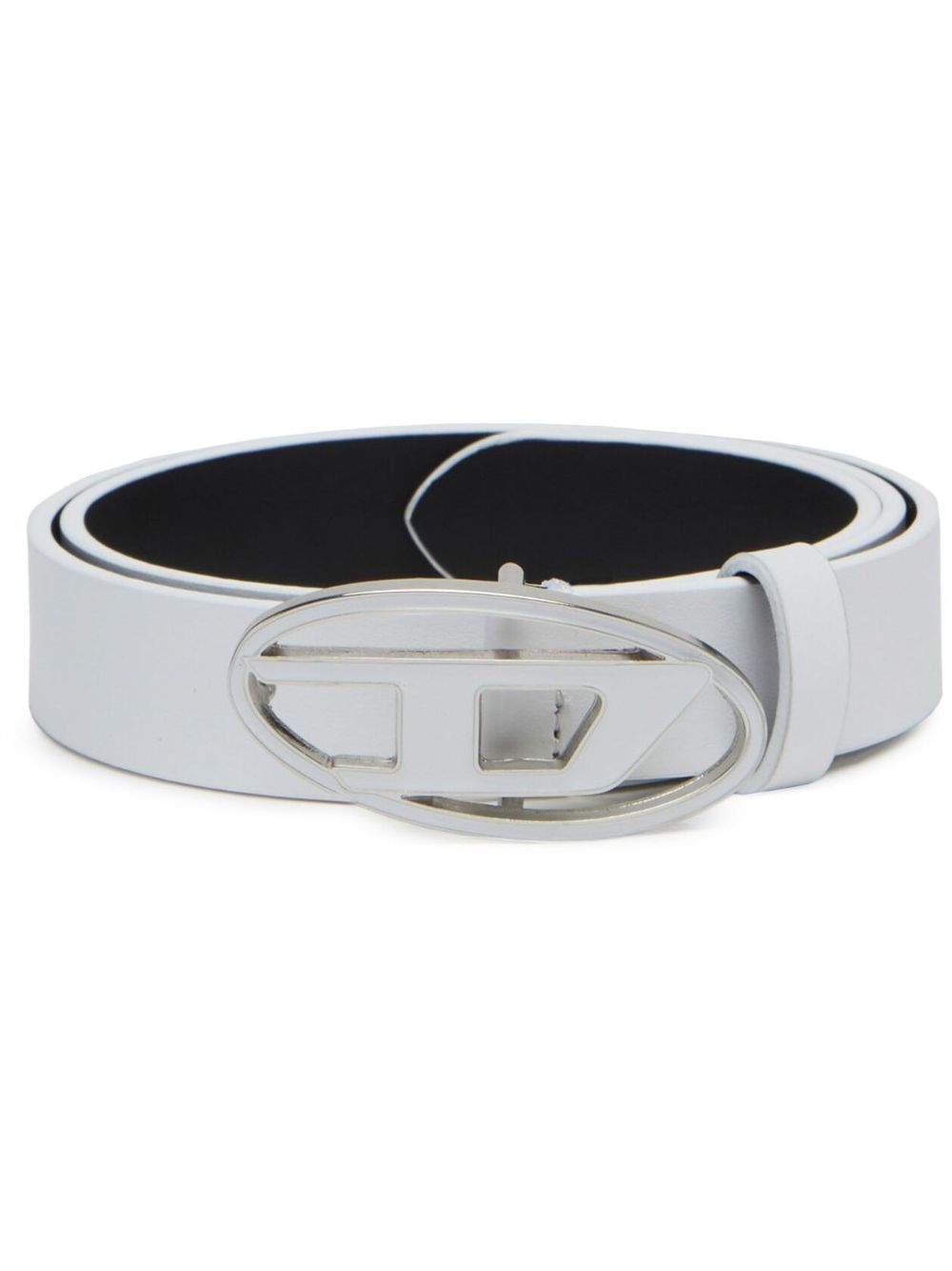 DIESEL Smooth Leather Belt with Oval D Metal Buckle