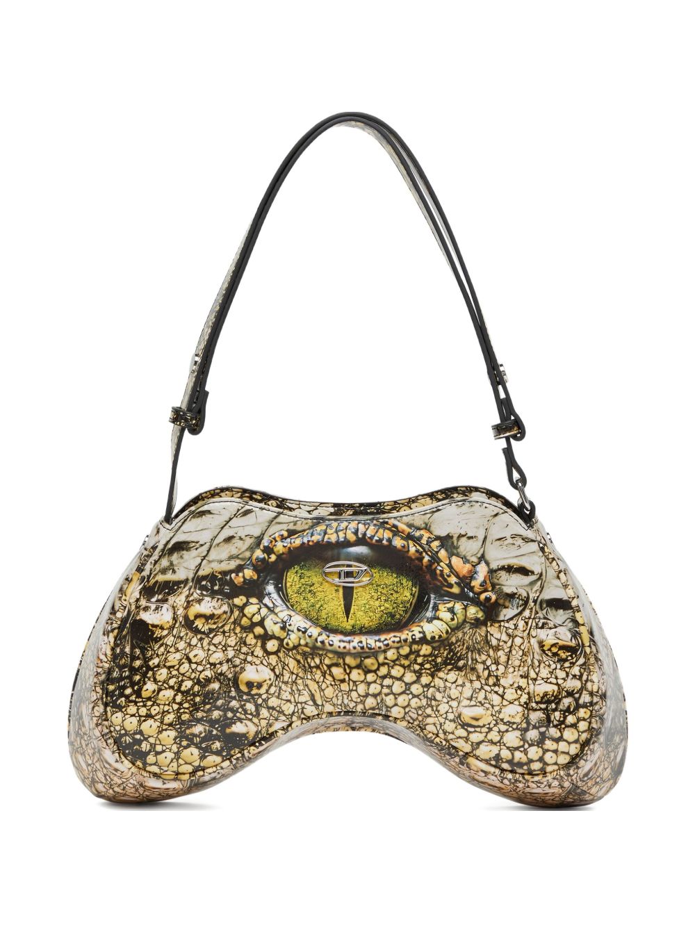 DIESEL Printed Shoulder Handbag with Oval Logo Plaque