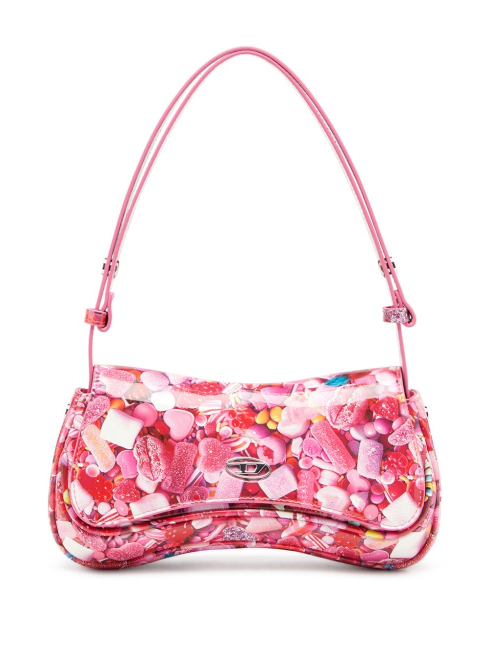 DIESEL Graphic Print Clutch with Foldover Top and Magnetic Fastening