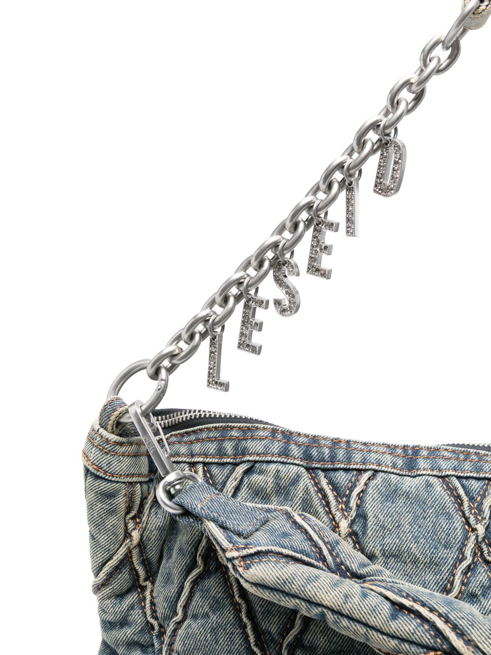 DIESEL Charm Denim Shoulder Handbag with Chain Strap