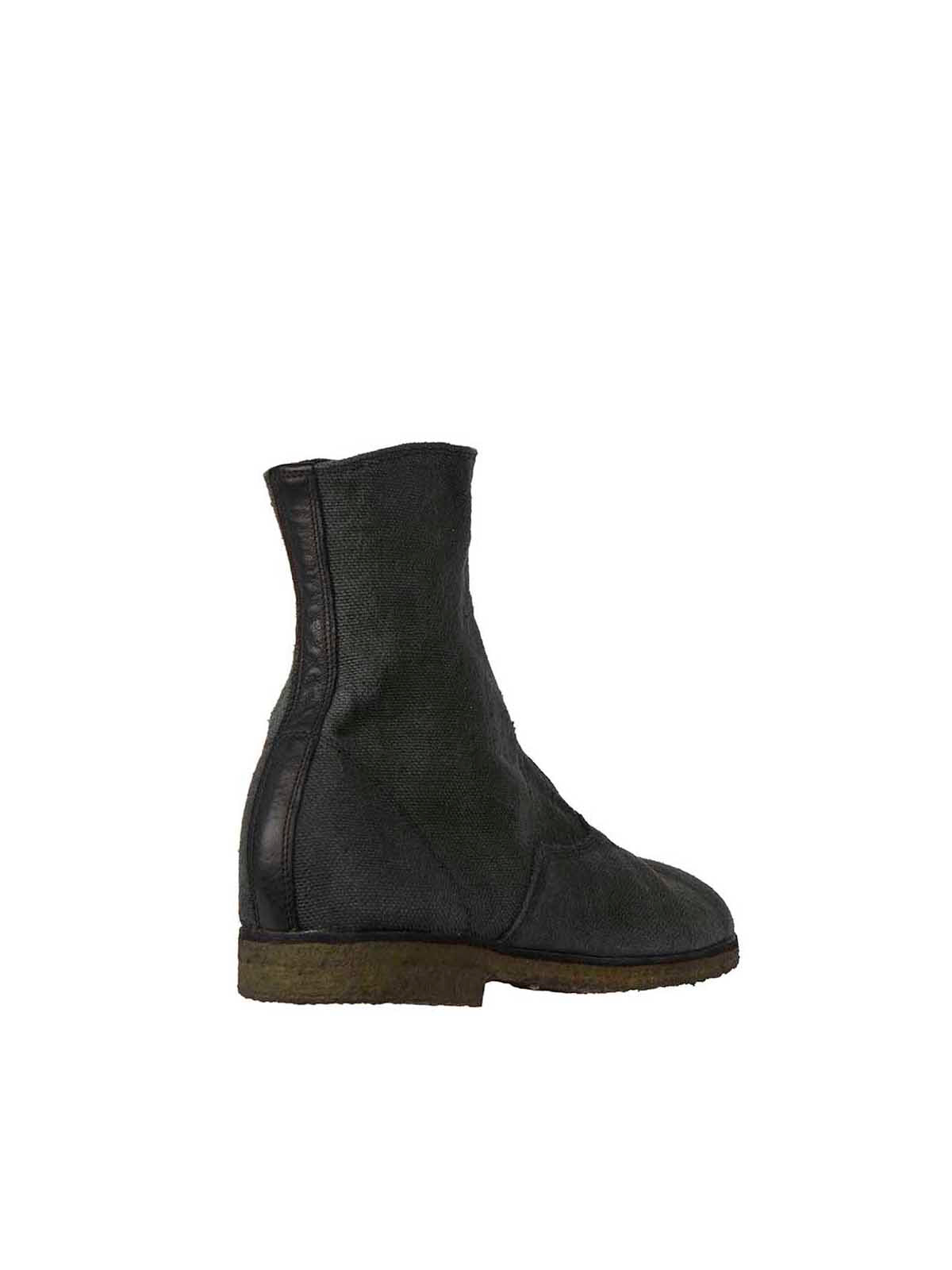 GUIDI Stylish Linen Boots with Front Zip for Men