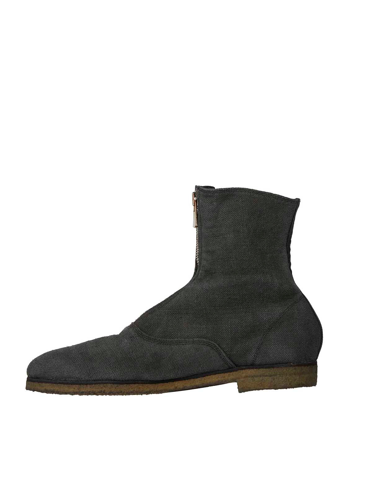 GUIDI Stylish Linen Boots with Front Zip for Men