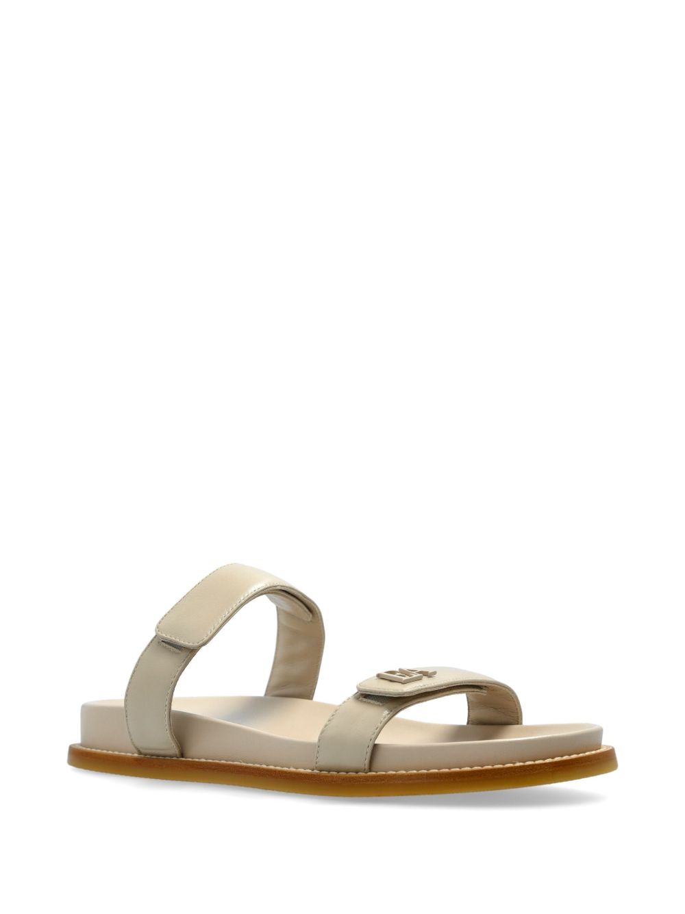 E'CLAT Leather Flat Sandals with Touch-Strap Fastening