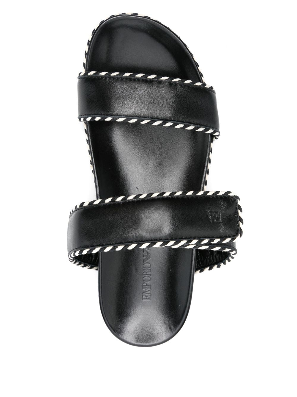 E'CLAT 100% Leather Touch-Strap Sandals with Flat Rubber Sole