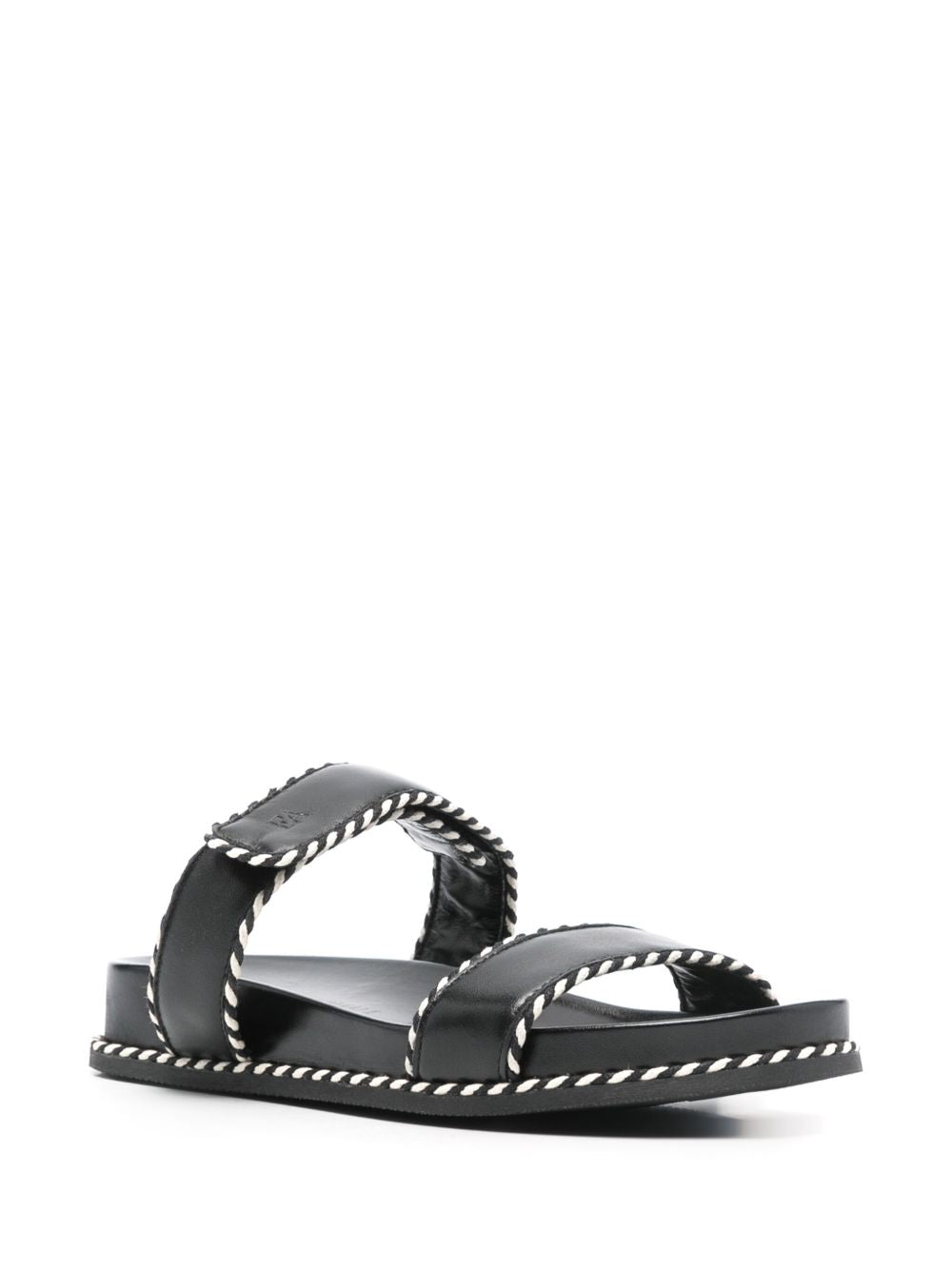 E'CLAT 100% Leather Touch-Strap Sandals with Flat Rubber Sole