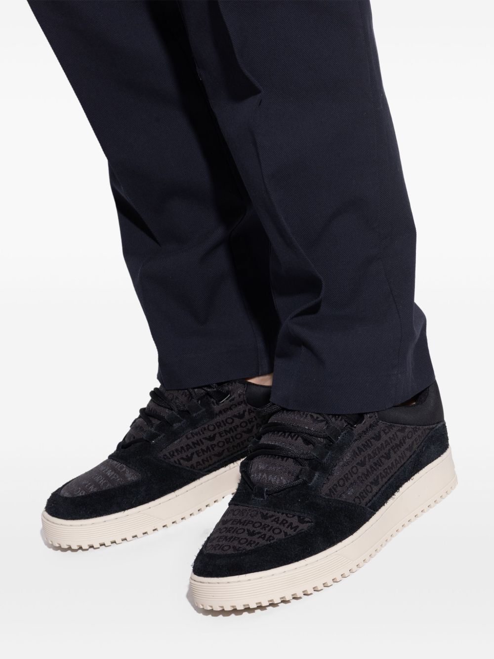 EMPORIO ARMANI Sleek Suede Leather Lace-Up Sneakers for Men