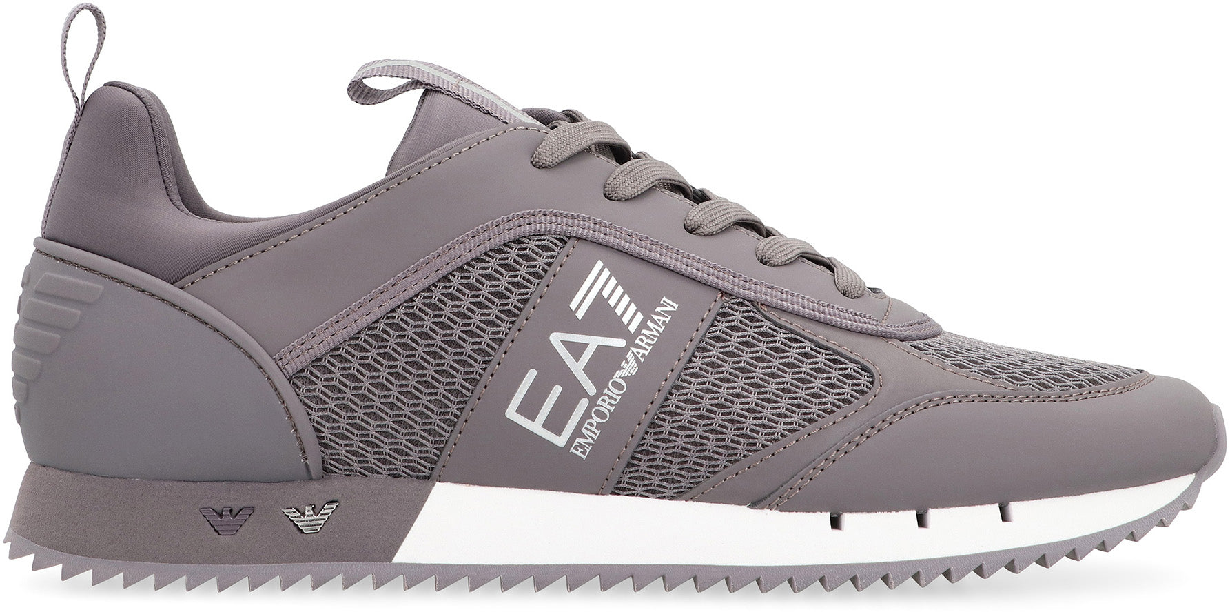 EA7 Low-Top Vegan Leather Sneaker with Mesh Inserts