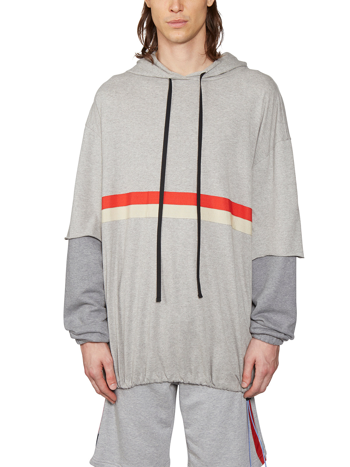 BEN TAVERNITI UNRAVEL Oversized Cotton Hoodie with Layered Sleeves - Size M