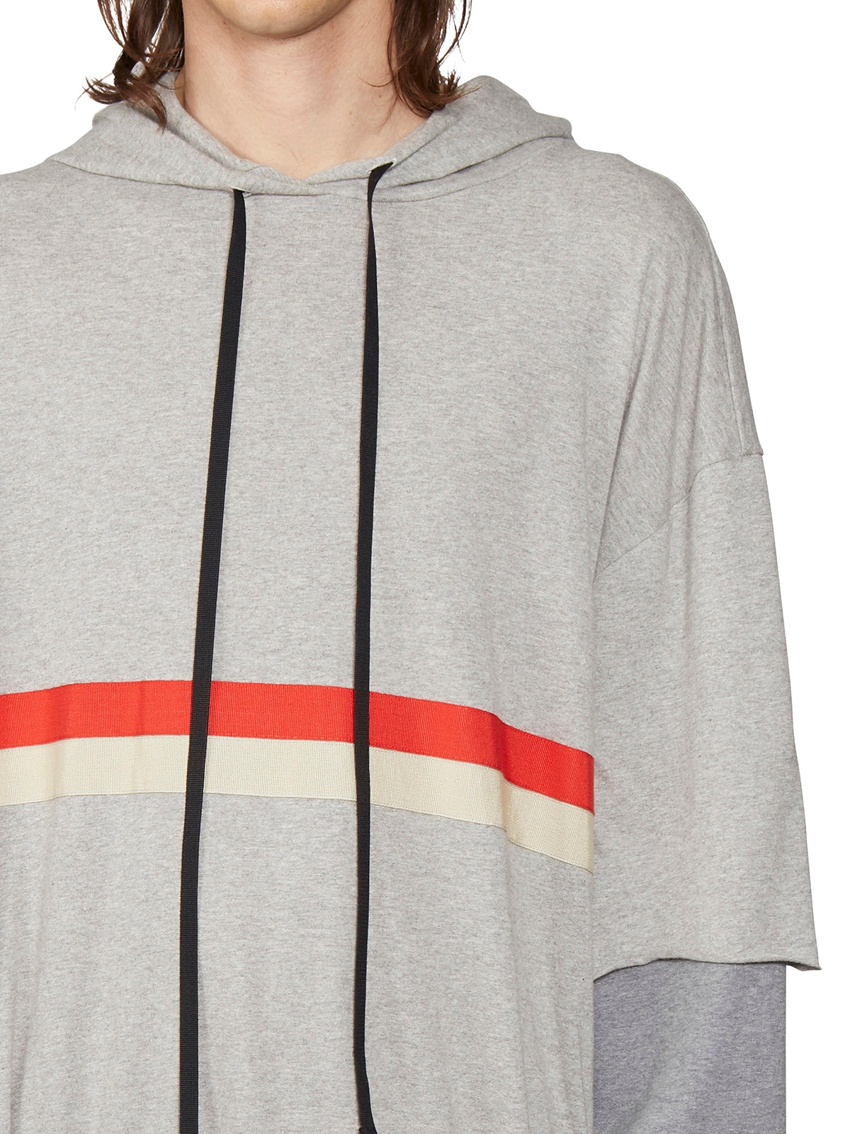 BEN TAVERNITI UNRAVEL Oversized Cotton Hoodie with Layered Sleeves - Size M