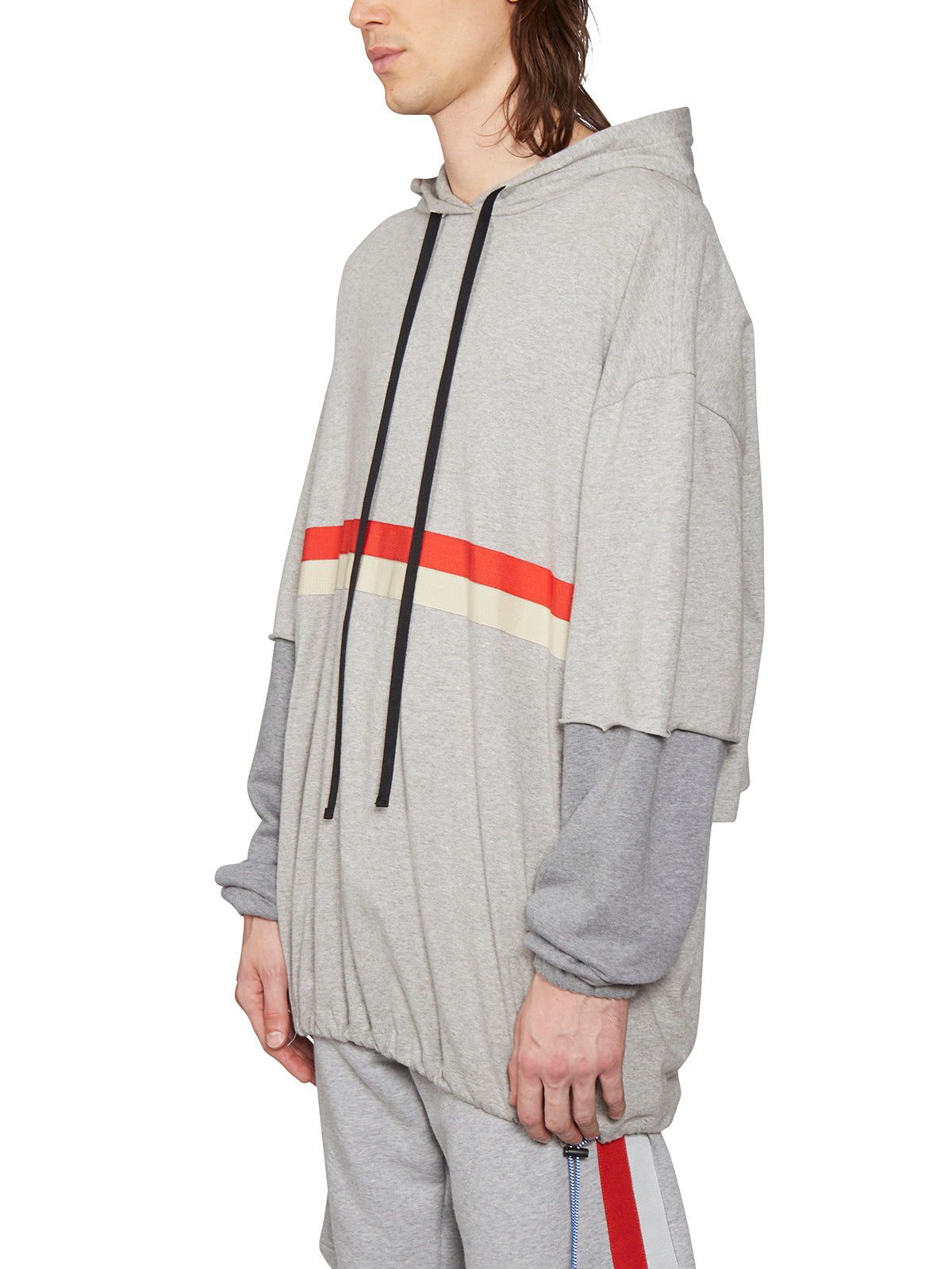 BEN TAVERNITI UNRAVEL Oversized Cotton Hoodie with Layered Sleeves - Size M