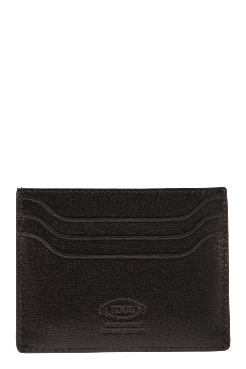 TOD'S Mini Leather Card Holder with Timeless Logo