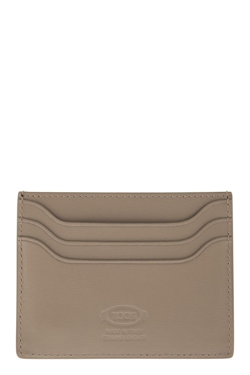 TOD'S Leather Card Holder Mini with Timeless Logo - W 10.5 x H 8 x D 0.5 CM