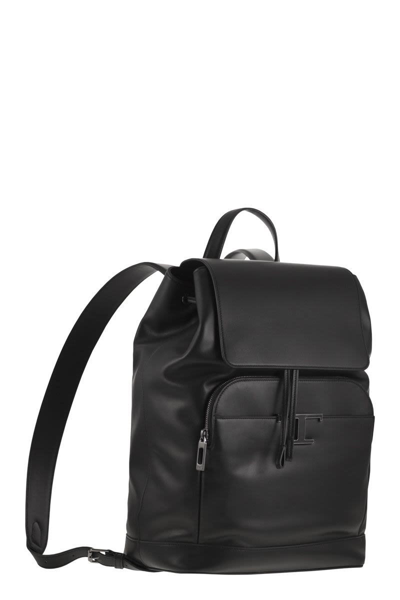 TOD'S Timeless Mini Calfskin Leather Backpack with Double Pocket