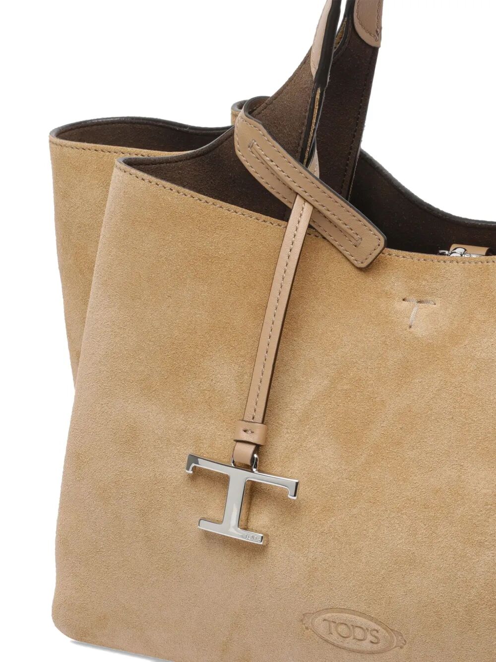 TOD'S Suede Tote Handbag with Logo Charm for Women