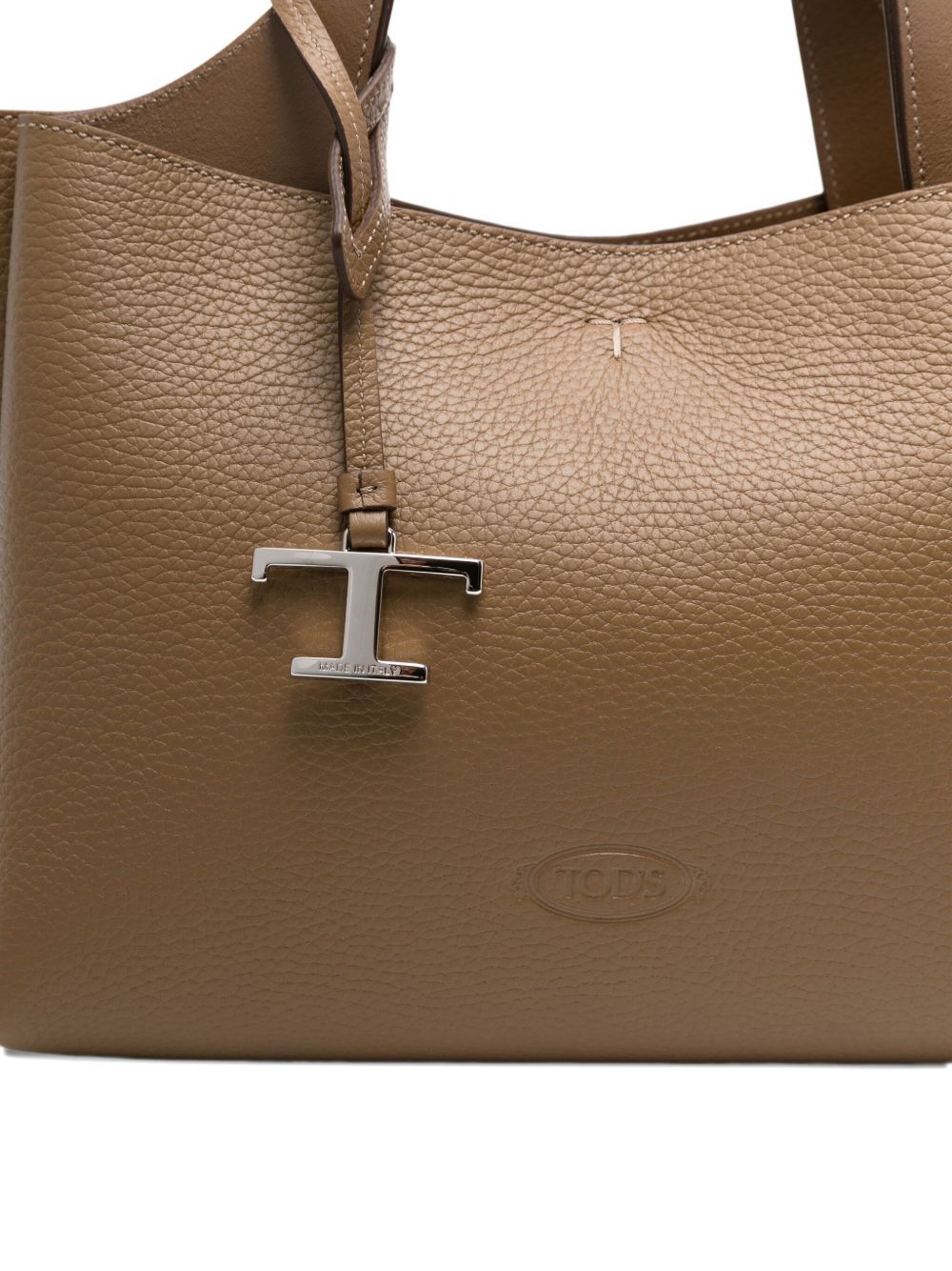 TOD'S Mini Leather Shopping Handbag with T-Shaped Detail