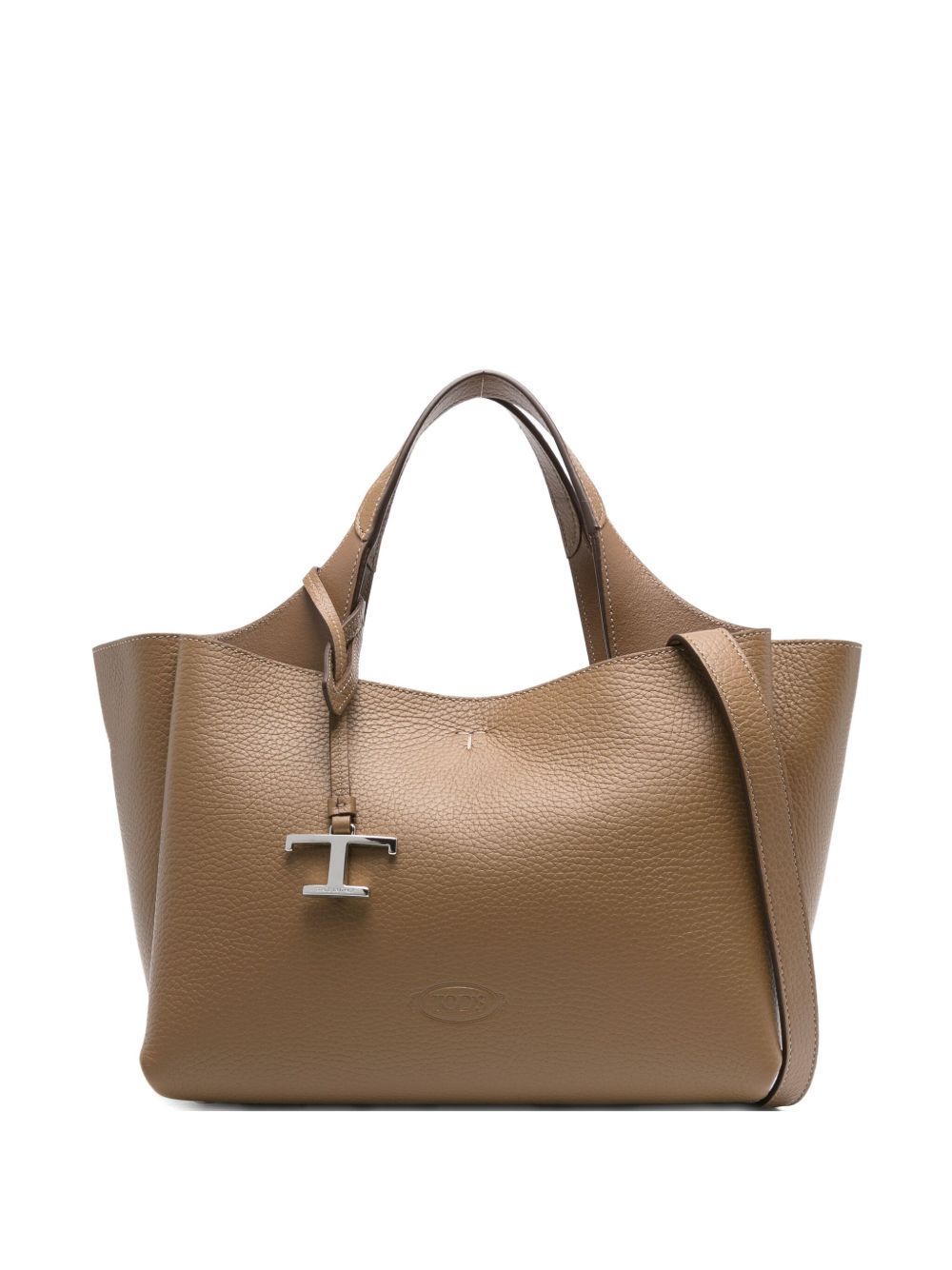 TOD'S Mini Leather Shopping Handbag with T-Shaped Detail